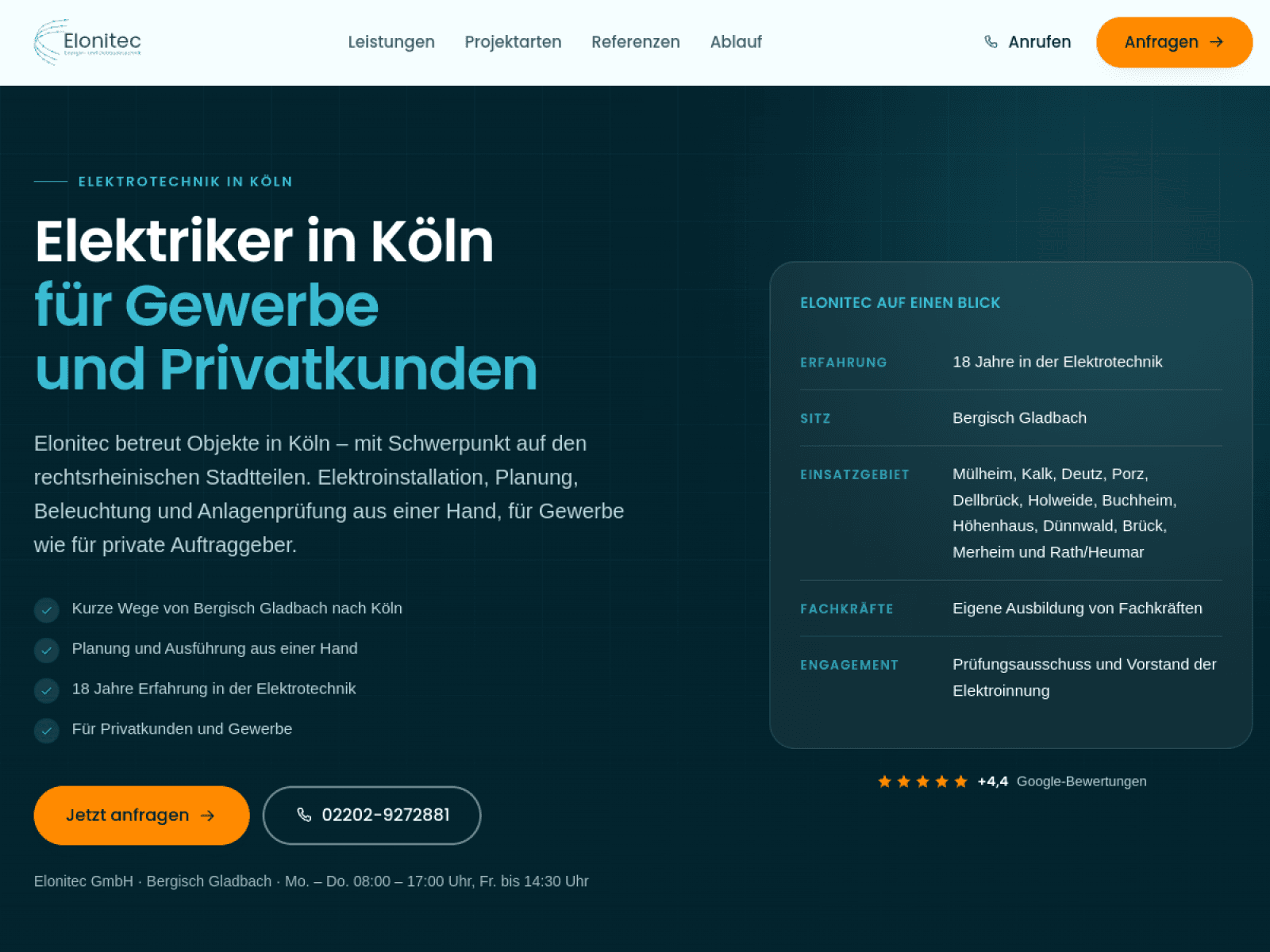 Website EloniTec Elektro